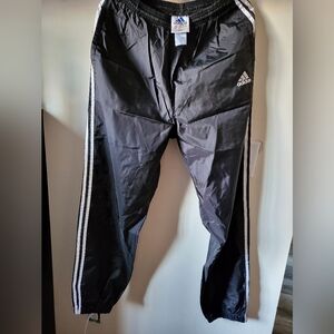 Adidas Nylon Black Joggers with White Accents